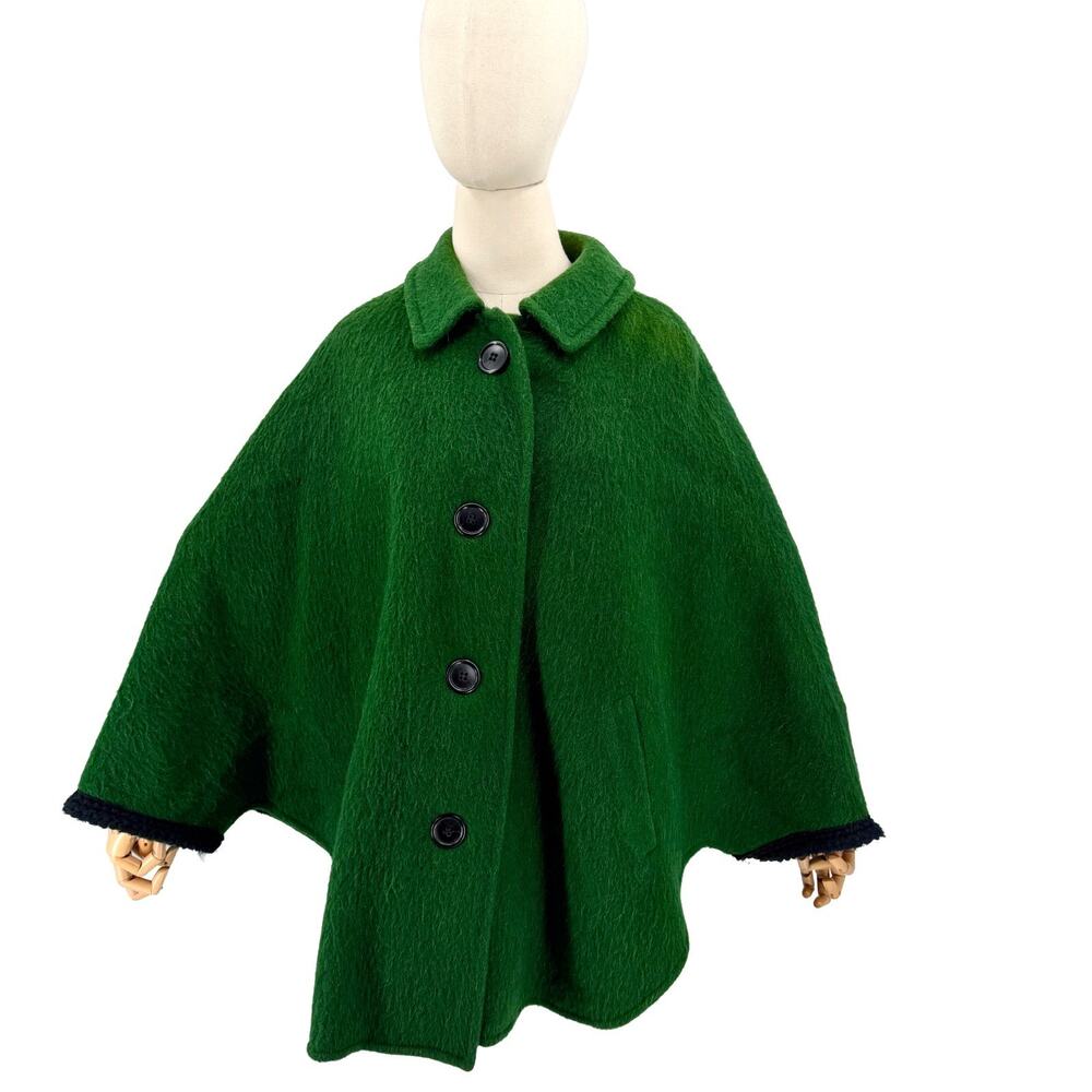 Vintage 60s Emerald Green Wool Austrian Cape